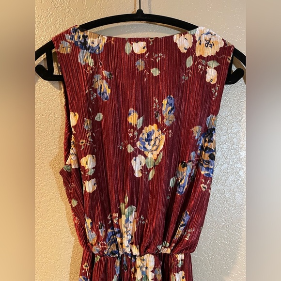 Lush Burgundy Fall Floral Maxi Dress - Picture 6 of 6